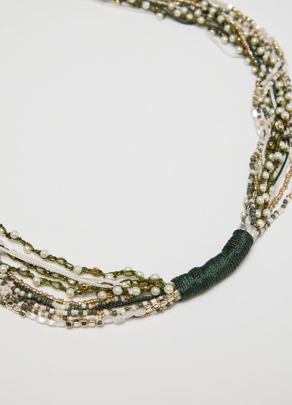 Ovs Collana Multifilo Oro E Verde Con Nodo