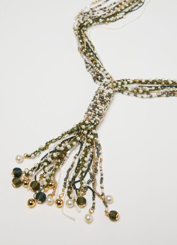 Ovs Collana Multifilo Oro E Verde Con Nodo