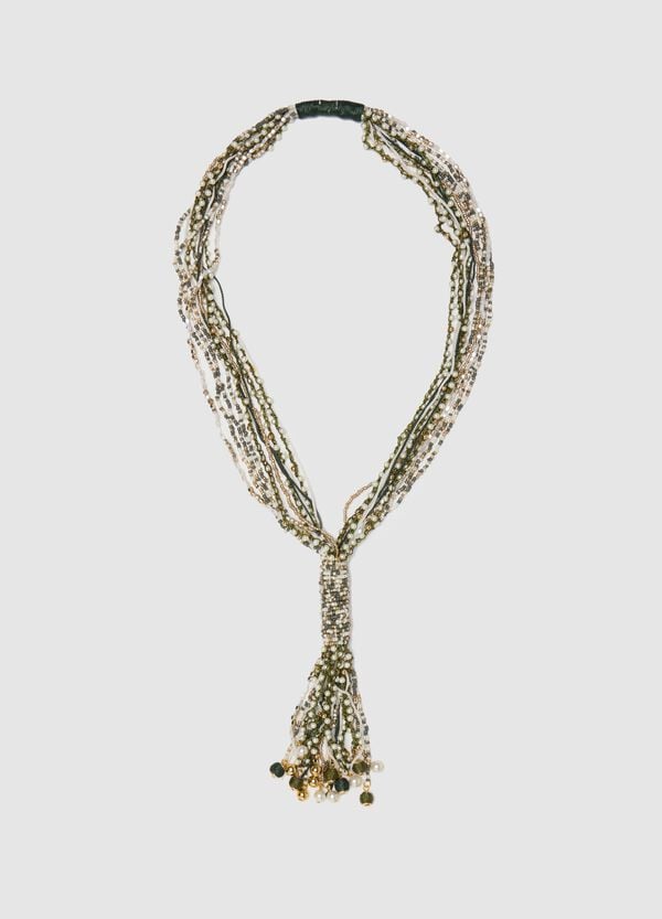 Ovs Collana multifilo oro e verde con nodo