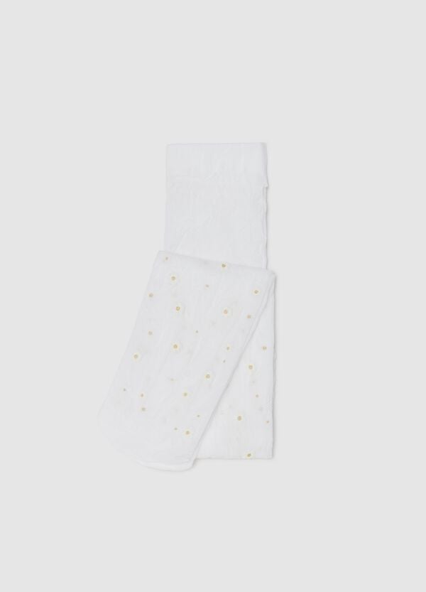 Ovs Collant con fiorellini glitter bianco