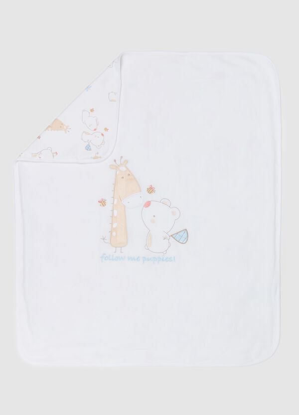 Ovs Coperta In Velour Con Ricamo "Follow Me Puppies "