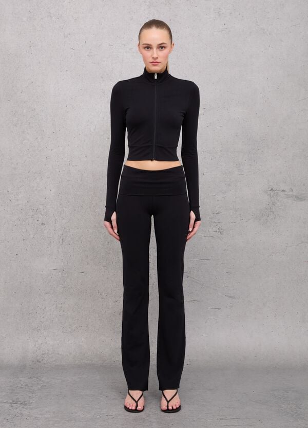 Ovs Crop Jersey Full-zip Black