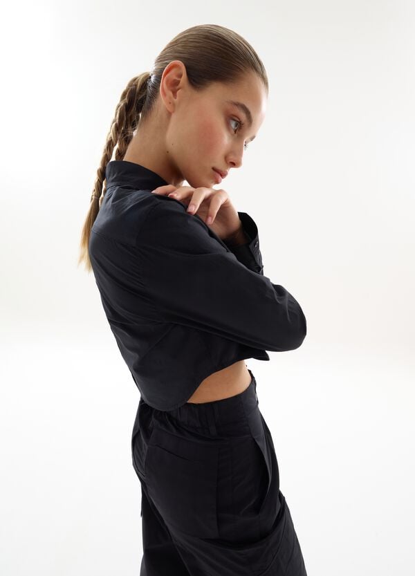 Ovs Crop Shirt Black