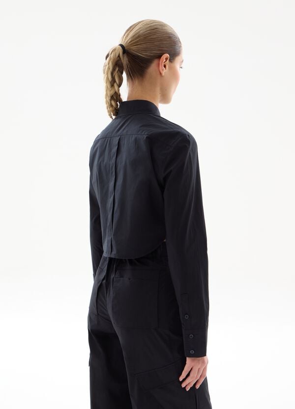 Ovs Crop Shirt Black