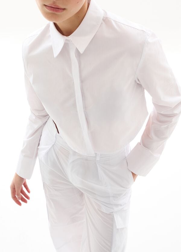 Ovs Crop Shirt White