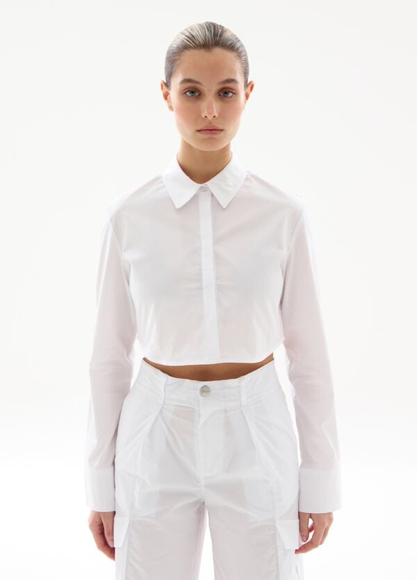 Ovs Crop Shirt White