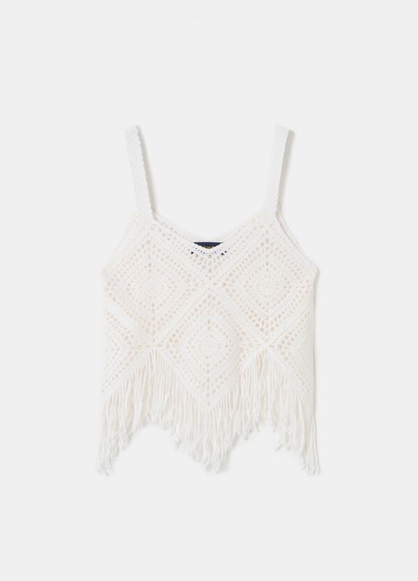Ovs Crop Top Crochet Con Frange