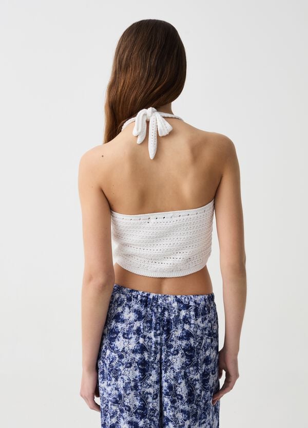Ovs Crop Top Crochet Con Ricamo Fiori