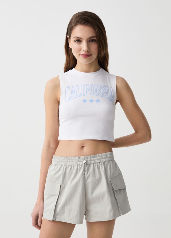 Ovs Crop Top In Cotone Stretch
