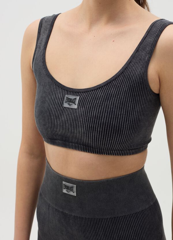 Ovs Crop Top Sportivo A Costine Grigio