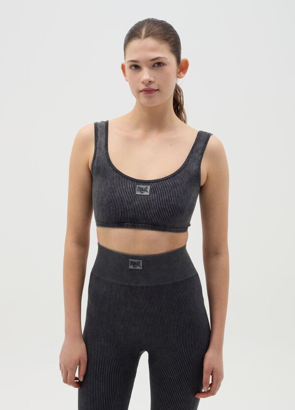 Ovs Crop top sportivo a costine grigio