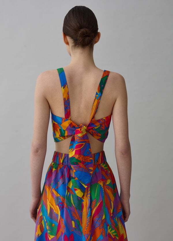 Ovs Crop Top Stampa Foliage Tropicale