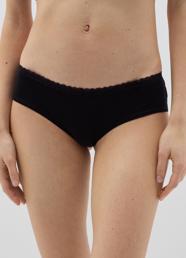 Ovs Culotte In Cotone Stretch Con Pizzo