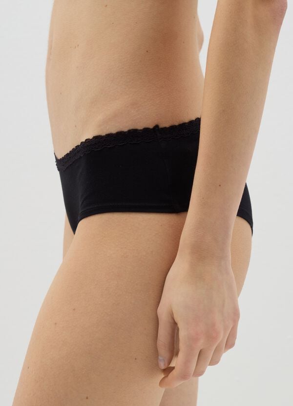 Ovs Culotte In Cotone Stretch Con Pizzo