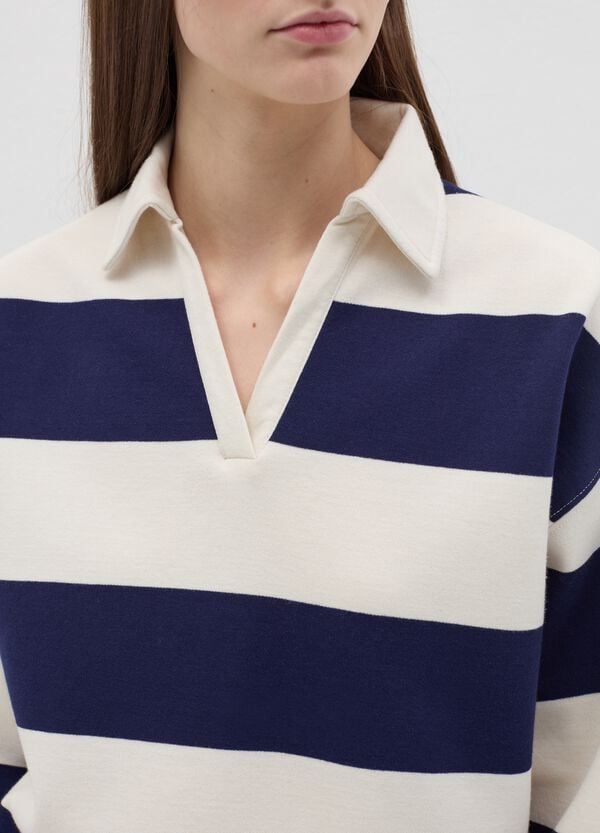 Ovs Felpa A Righe Con Scollo A Polo