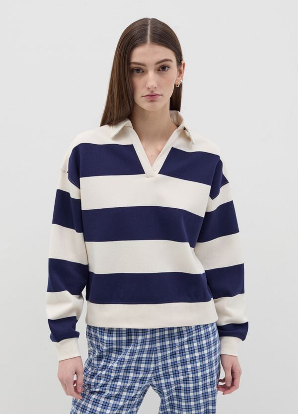 Ovs Felpa a righe con scollo a polo
