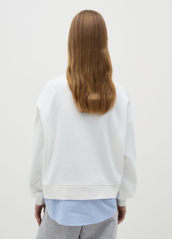 Ovs Felpa Bianca Con Ricamo "Champs Elysees"