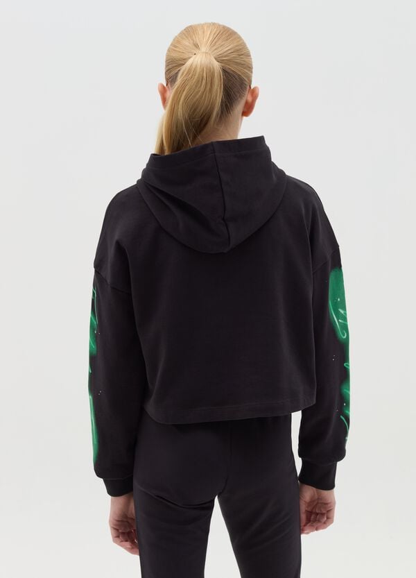 Ovs Felpa Boxy Fit Con Cappuccio Stampa Wicked