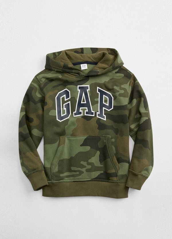 Ovs Felpa camouflage con cappuccio e logo