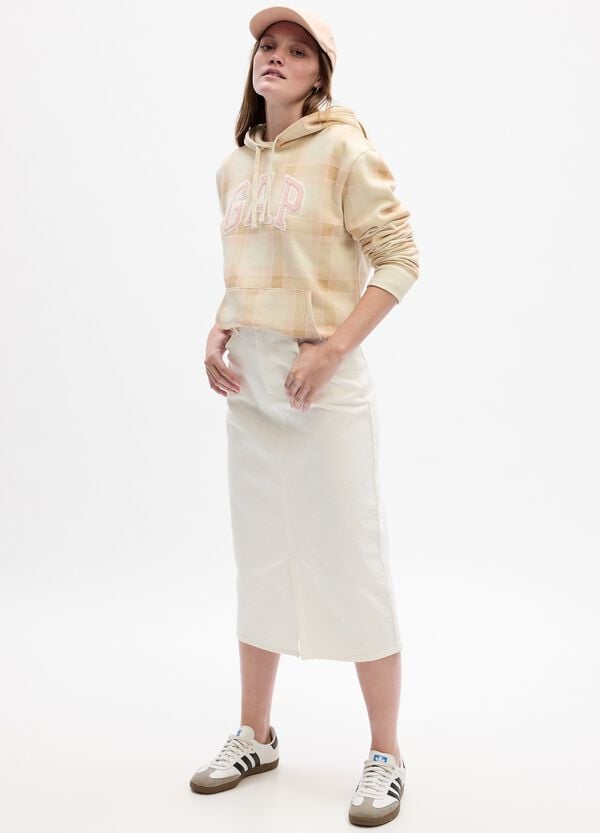 Ovs Felpa check con cappuccio e ricamo logo