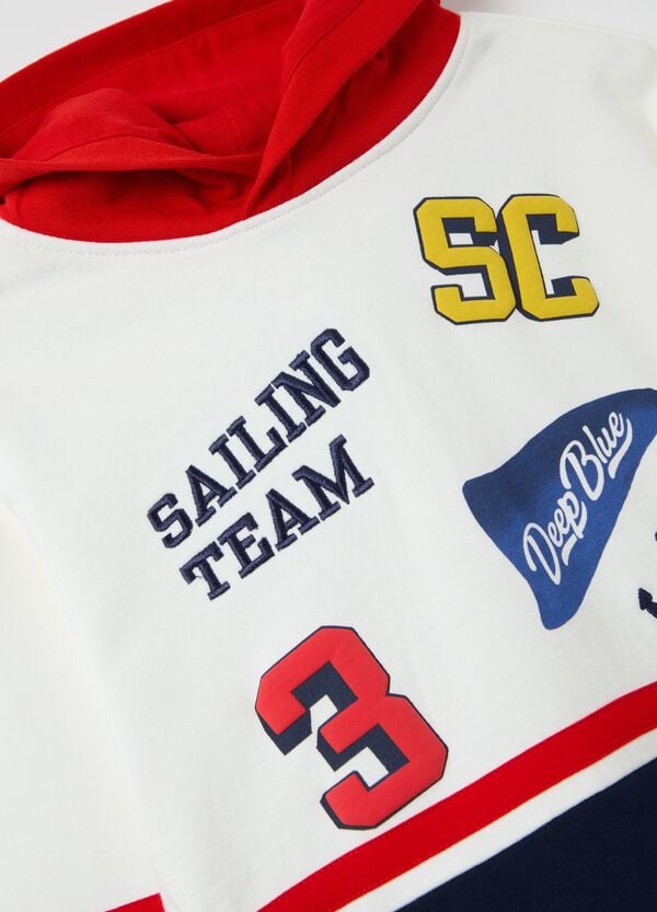 Ovs Felpa Con Cappuccio E Ricamo "Sailing Team"