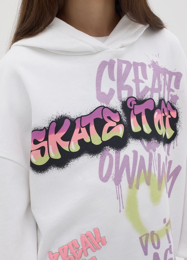 Ovs Felpa Con Cappuccio E Stampa Stile Graffiti