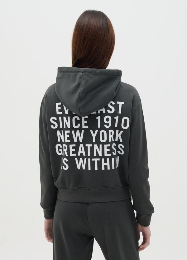 Ovs Felpa Con Cappuccio Grigia Stampa Logo