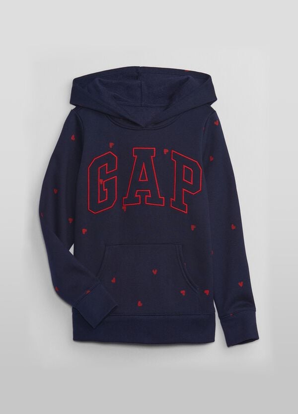 Ovs Felpa con cappuccio ricamo logo e cuoricini