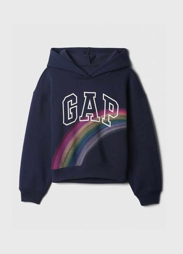 Ovs Felpa con cappuccio stampa logo e arcobaleno