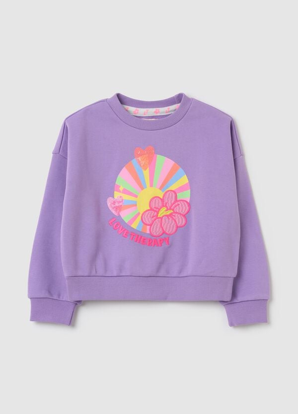 Ovs Felpa con paillettes e stampa arcobaleno