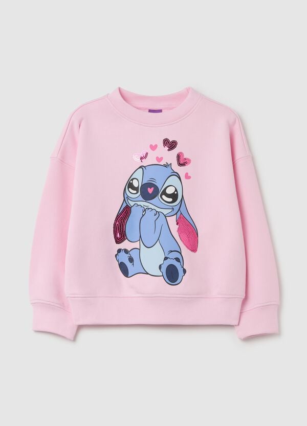 Ovs Felpa con paillettes e stampa Stitch