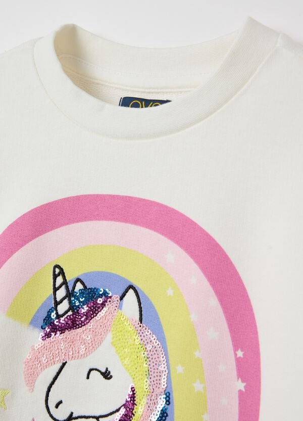 Ovs Felpa Con Paillettes E Stampa Unicorno