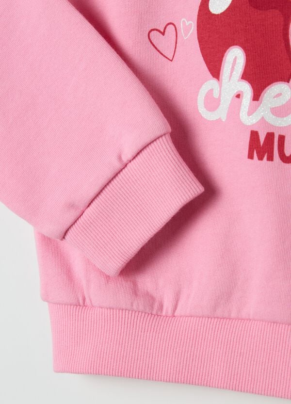 Ovs Felpa Con Volant Stampa "I Love You Cherry Much"