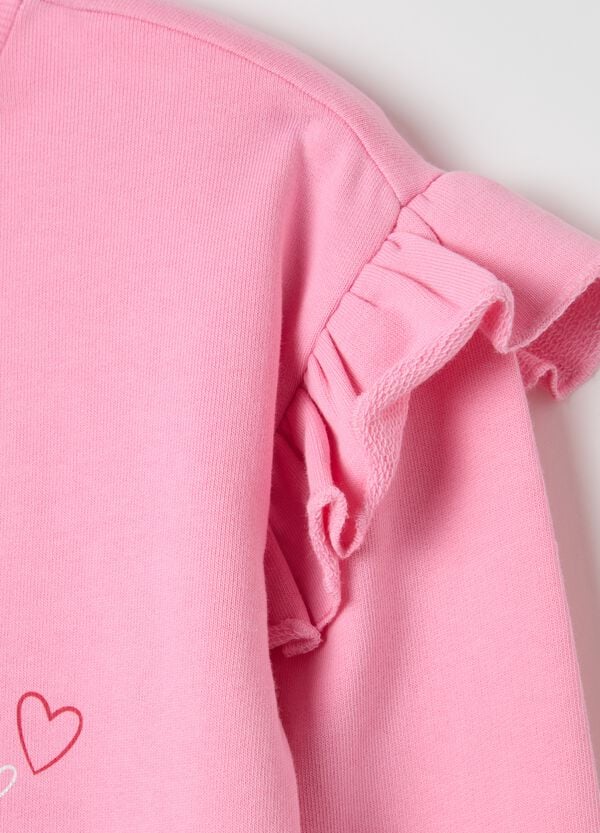 Ovs Felpa Con Volant Stampa "I Love You Cherry Much"