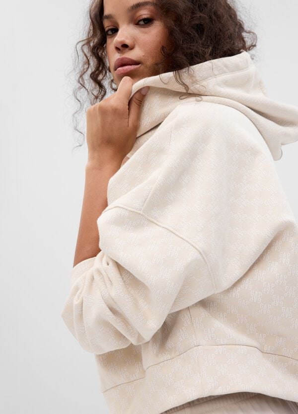 Ovs Felpa Crop Con Stampa Logo All-over