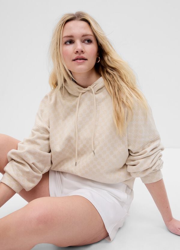 Ovs Felpa Crop Con Stampa Logo All-over