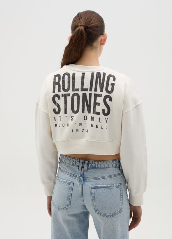 Ovs Felpa Crop Con Stampa Rolling Stones