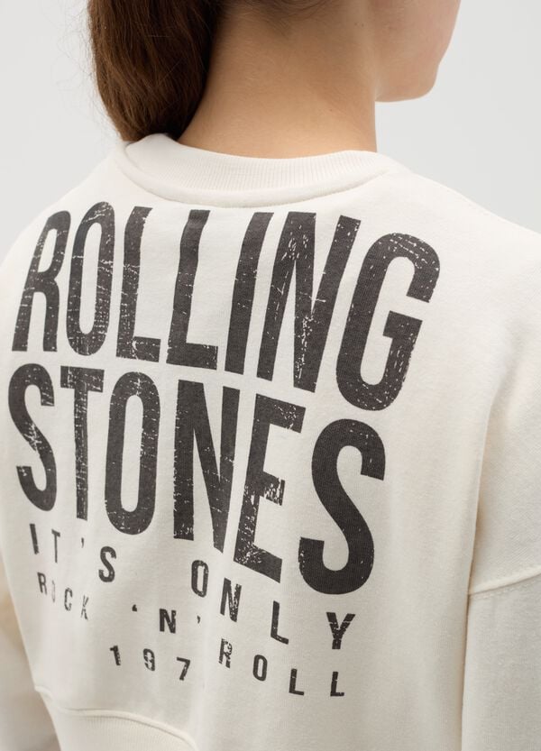Ovs Felpa Crop Con Stampa Rolling Stones