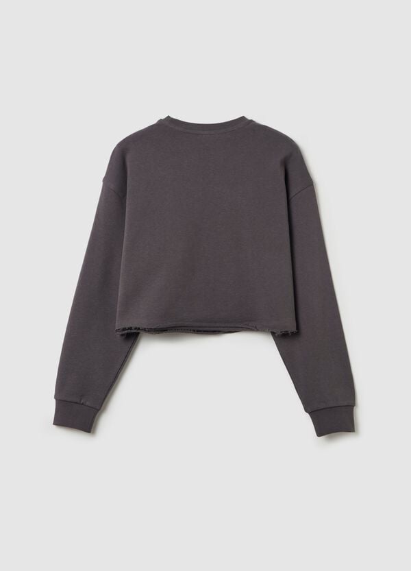 Ovs Felpa Crop In French Terry Con Stampa "Famous"