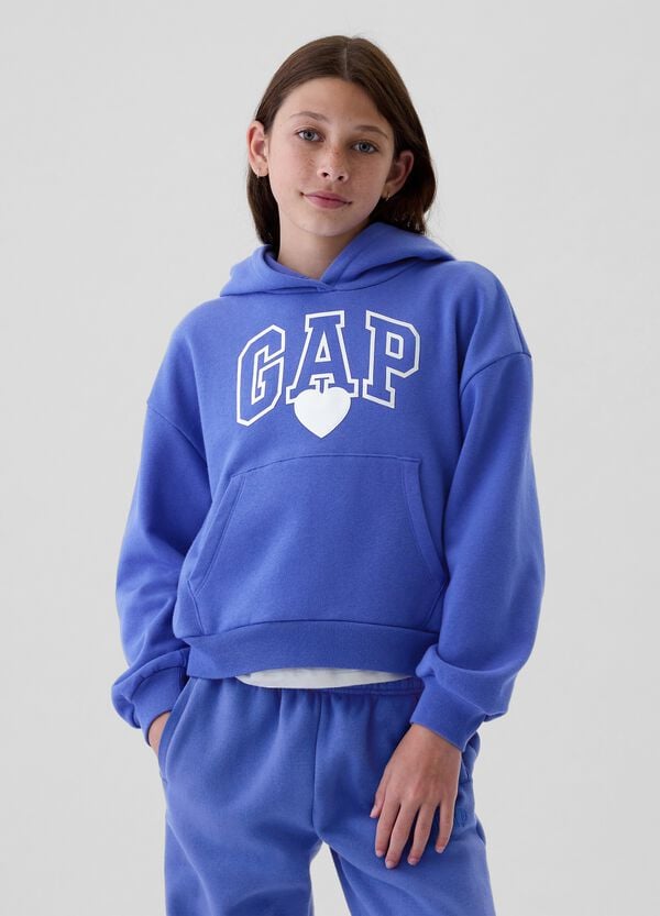 Ovs Felpa crop stampa logo e cuore in foil