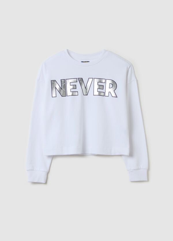 Ovs Felpa cropped con stampa foil