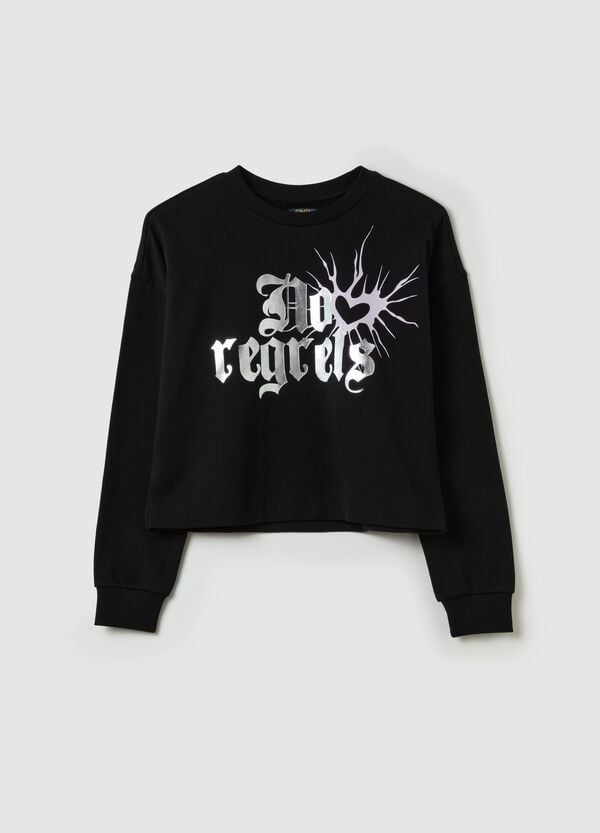 Ovs Felpa cropped con stampa foil