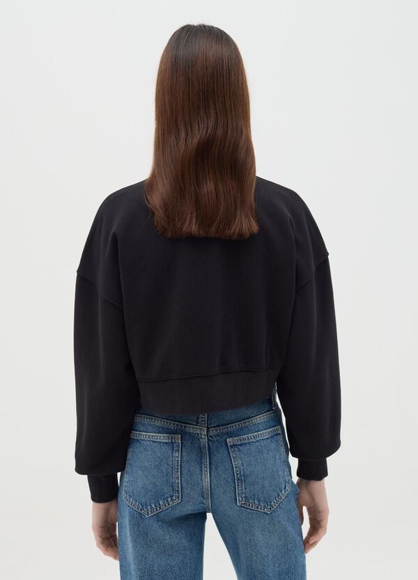 Ovs Felpa Cropped Nera Stampa Pink Floyd