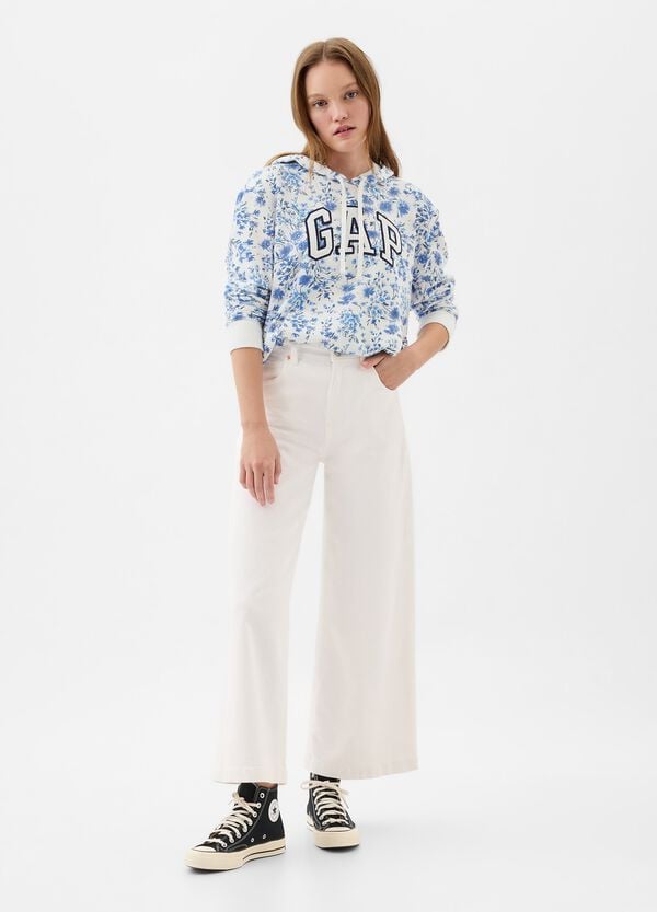 Ovs Felpa Floreale Con Cappuccio E Ricamo Logo