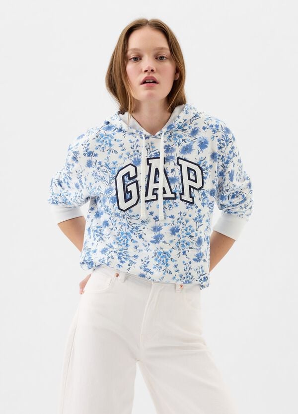 Ovs Felpa floreale con cappuccio e ricamo logo