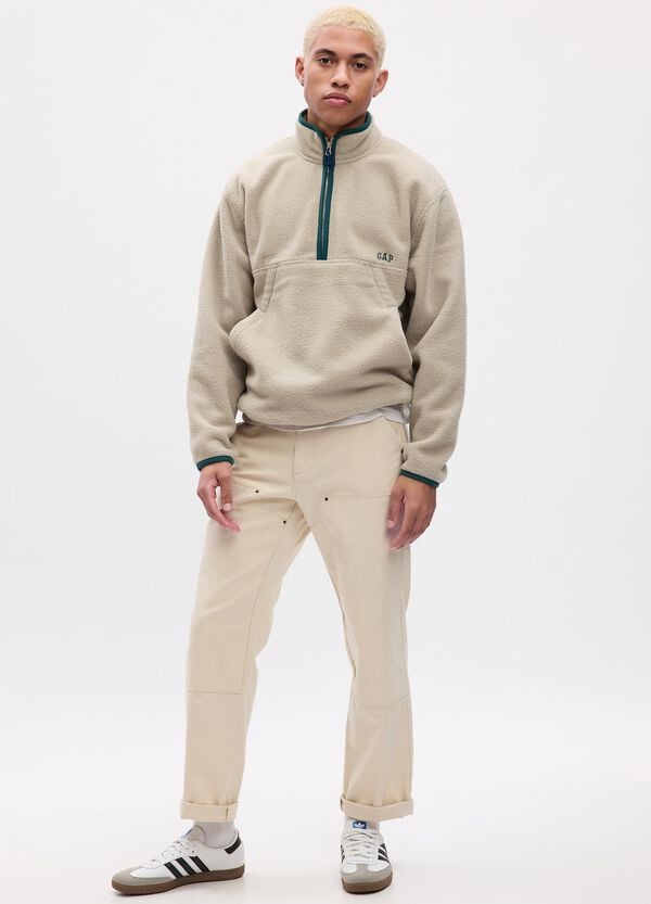 Ovs Felpa half-zip in pile con ricamo logo