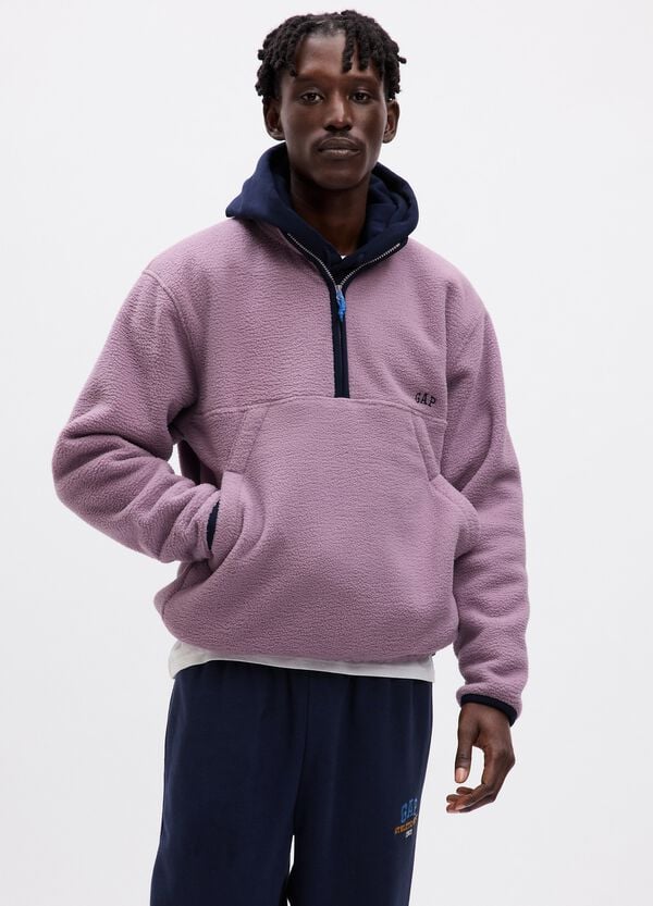 Ovs Felpa half-zip in pile con ricamo logo
