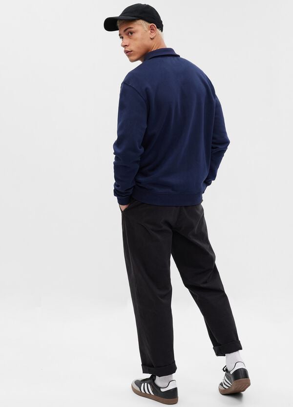 Ovs Felpa Half-zip Stampa Logo Effetto Lucido