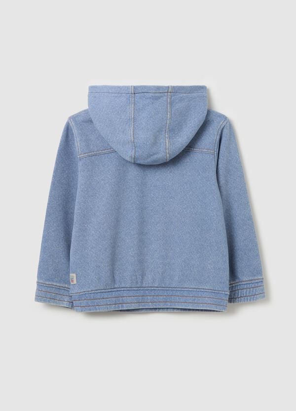 Ovs Felpa In Cotone Effetto Denim Con Cappuccio