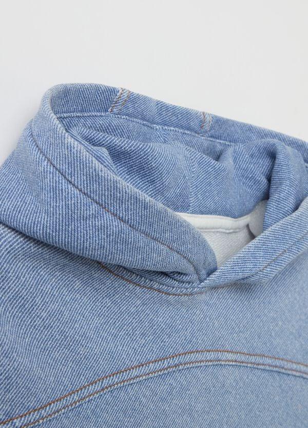 Ovs Felpa In Cotone Effetto Denim Con Cappuccio